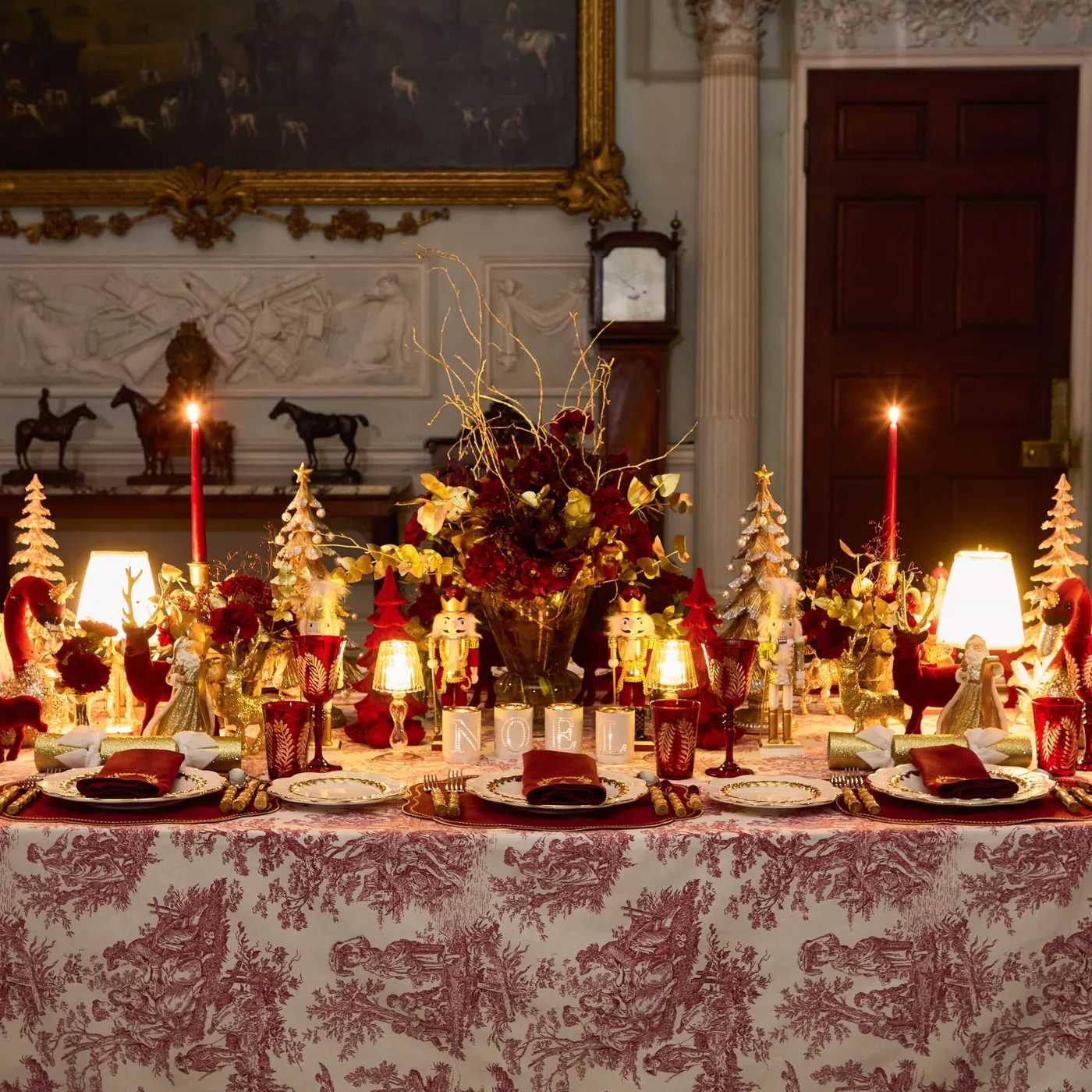 Burgundy & Gold Eloise Linen Placemats, Set of 4