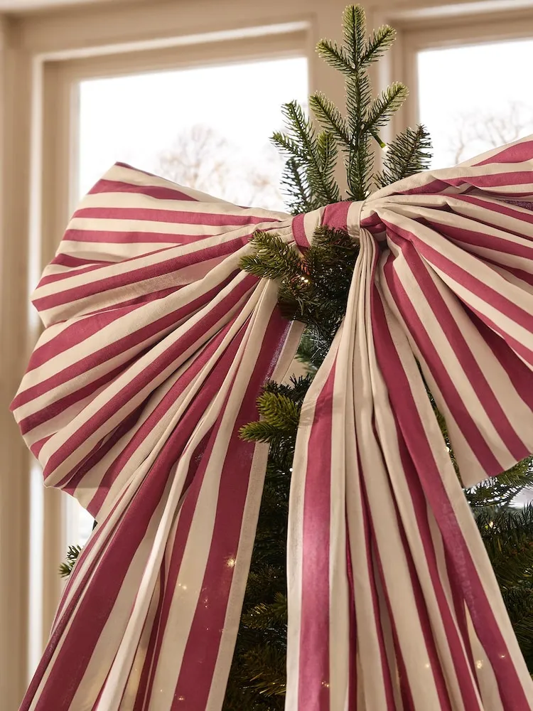 Buy Red Striped Extra Large Bow Tree Topper from Next USA