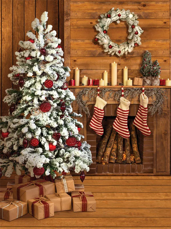 Cabin Christmas Backdrop