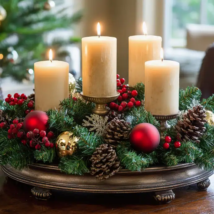 Candle Centerpiece Christmas Winter Holiday Candlesticks Christmas Candle Centerpiece Julie Blanner