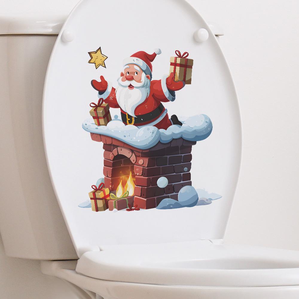 Cartoon Santa Claus Chimney Presents Toilet Stickers Bathroom Toilet Home  Decoration Stickers Buy cheaply on Joom
