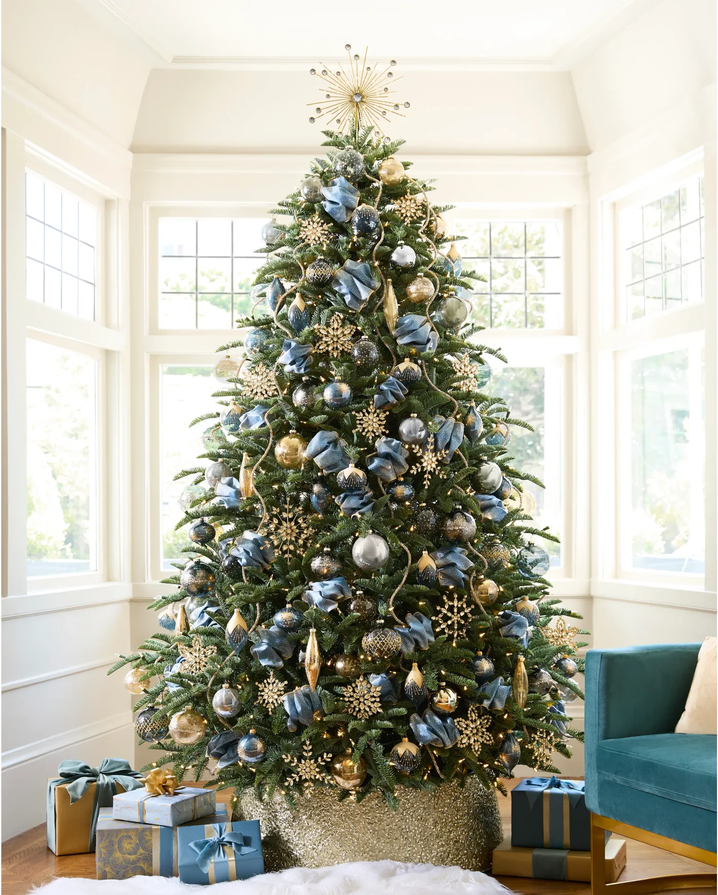 Celestial Magic Tree Collar | Balsam Hill Christmas Tree With Metal Base And  Metal Stand Covered