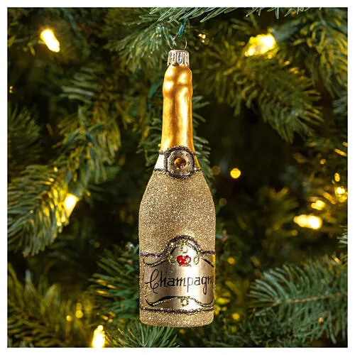 Champagne bottle in blown glass for Christmas Tree | online sales on  HOLYART.co.uk