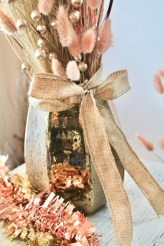 Chic DIY New Year's Eve Centerpiece with Pink and Gold Pampas Grass