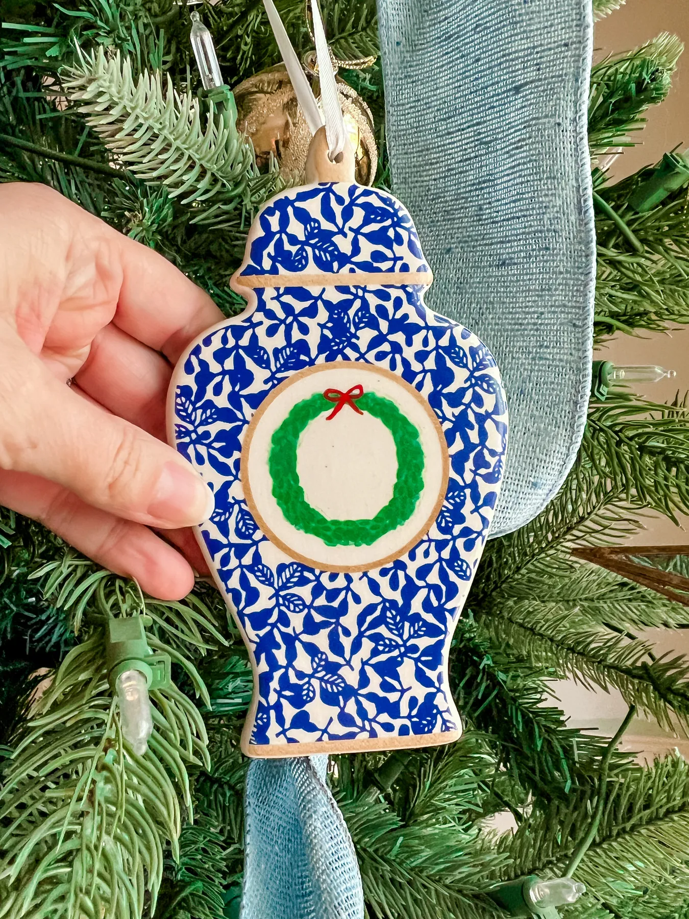Chinoiserie Blue & White Ginger Jar Ornaments