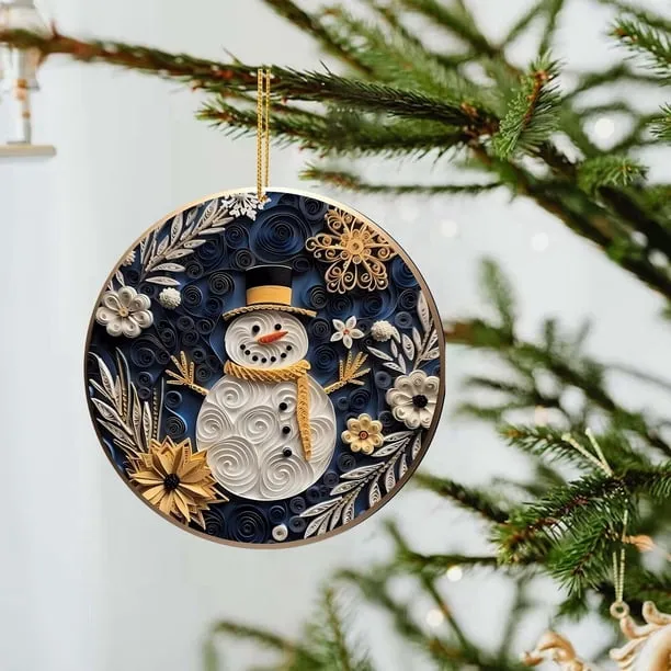 Christmas Acrylic Ornament, Mysterious Navy Blue and Gold Pendant for Tree  Decor, Festive Holiday Hanging Decoration for Living Room Bedroom and ...