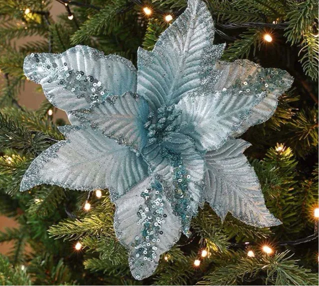 Christmas artificial flower. Teal blue Christmas tree decoration – Lacovia  Decor Supplies
