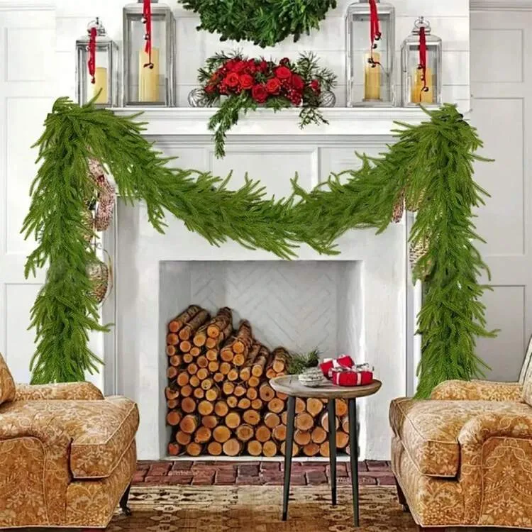 Christmas Cedar Pine Garlands, Artificial Cedar Garland, Realistic Green Artificial Greenery Garland For Table, Mantle, Wall, Indoor, Outdoor Christmas Decorations | SHEIN USA