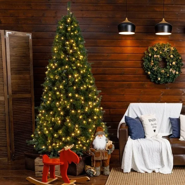 Christmas Decor Christmas Tree With Lights 7ft Pre-Lit Faux Hinged Snowy Christmas  Tree – 370 Warm