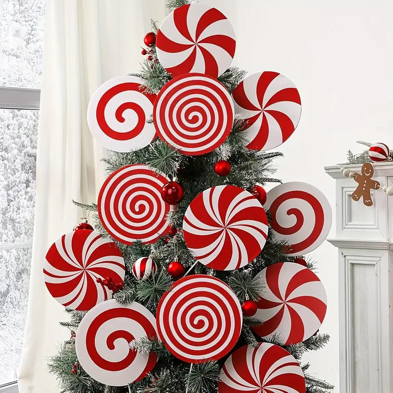 Christmas Decorations Indoor Tree Picks - Large Red White Peppermint  Lollipop Christmas Picks for Tree, Cute Candy Picks Ornaments for Xmas Tree  Topper Home Office * Vase Decor