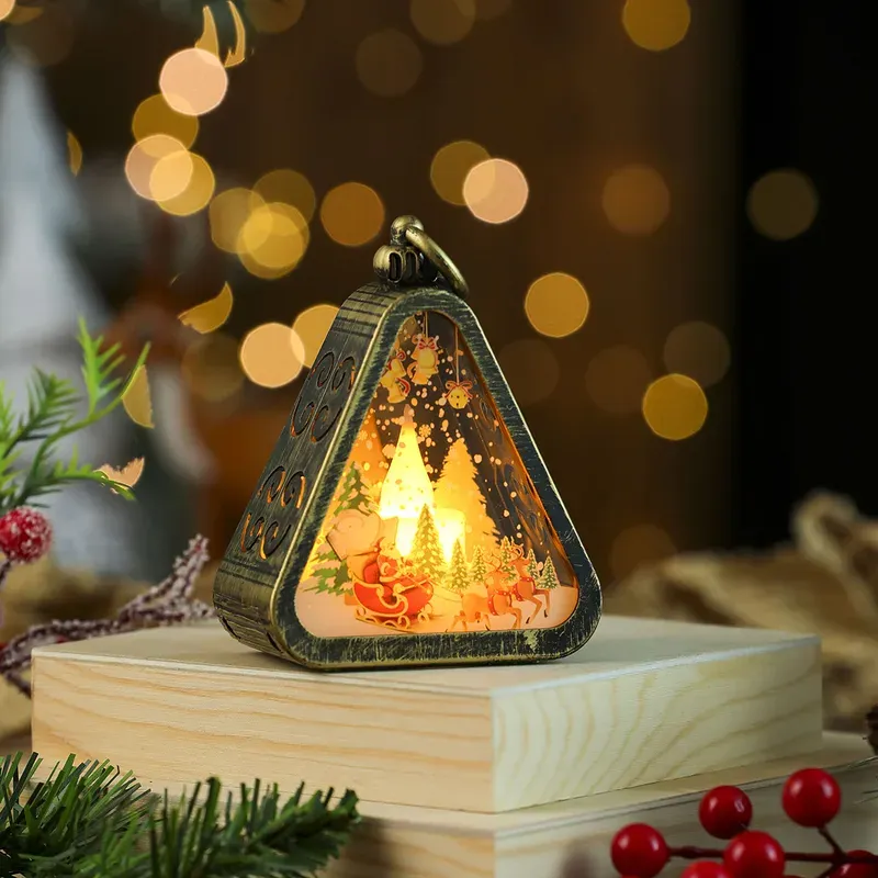 Christmas Decorations Retro Night Light Luminous Candle Lamp Window Display  Tabletop Decoration Print Design Glowing Gifts - Nihaojewelry