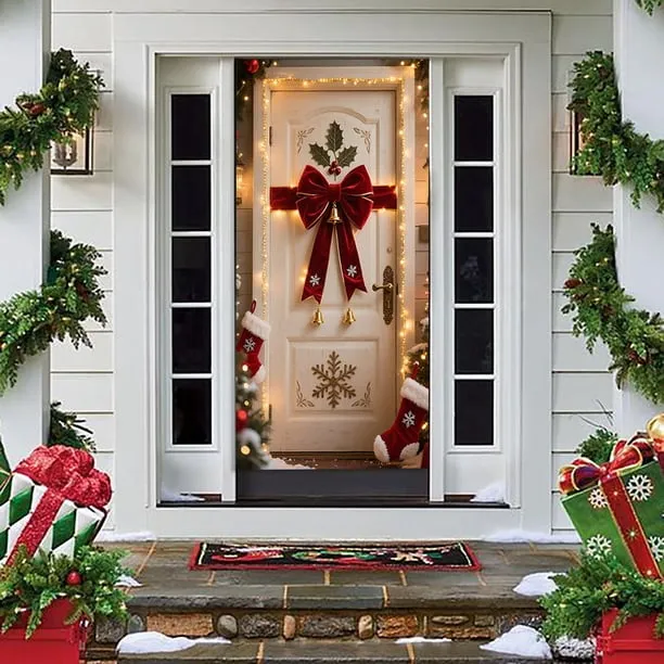 Christmas Door Decoration, Festive Window Scene, Easy Install, Adhesive  Hooks, Red & Green Design, for Home Entry, Holiday Background, Seasonal  Decor, No Tools Required, Indoor Use, Ihhxbz - Walmart