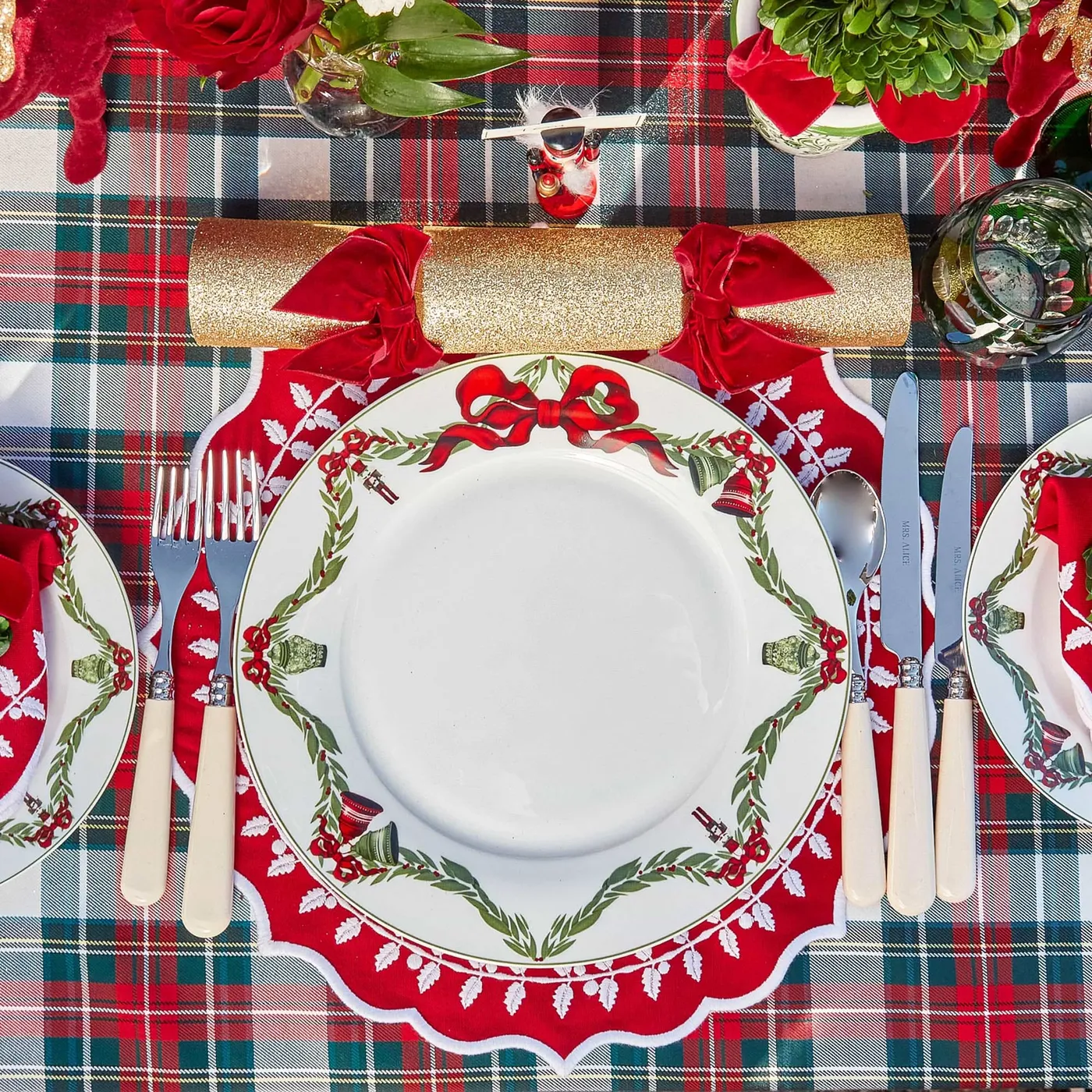 Christmas Garland Dinner Plates, Set of 4 | Mrs. Alice