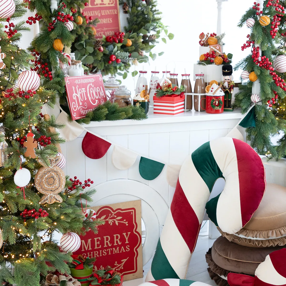 Christmas garland, velvet bunting Christmas decoration chain 165 cm - Cozy & Dozy