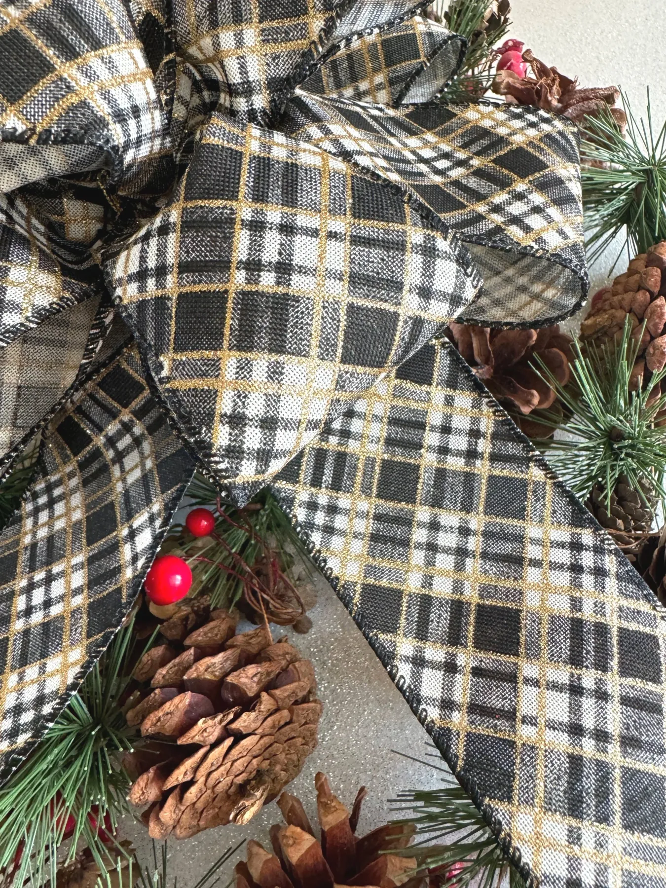 Christmas gnomes wire edge ribbon bow — Personalised Ribbon and Bows