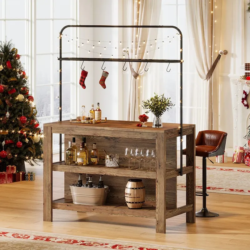 Christmas Kitchen Ideas Island Centerpiece Ideas Farmhouse 47 Inch  Farmhouse Solid Wood Kitchen Island With Storage And Hooks D X W X H Rustic  Brown/ Black