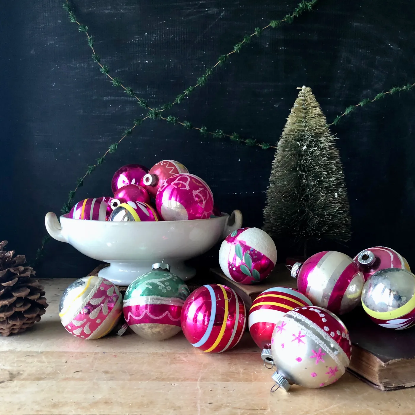 Christmas Pink Decor 100 Pink Christmas Glass Ornaments 37 Vintage Large 4-inch Pink Christmas Ornaments