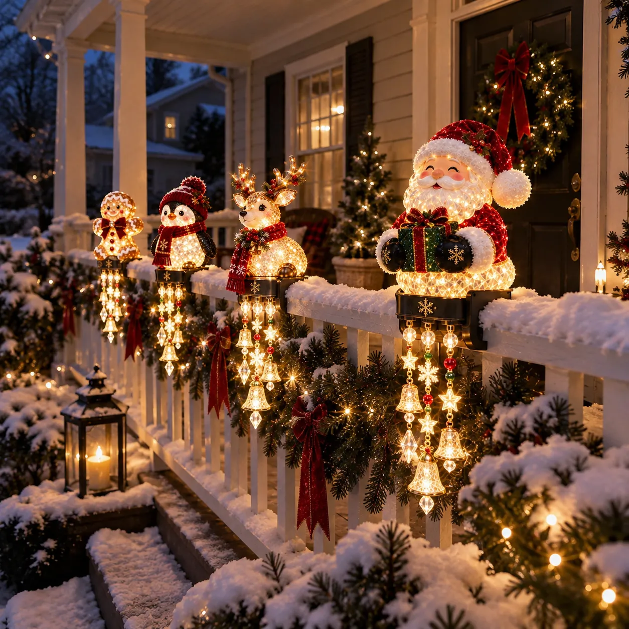🎄 Christmas Porch Railing Lights – 4 Festive Character Designs – ahlwoultra