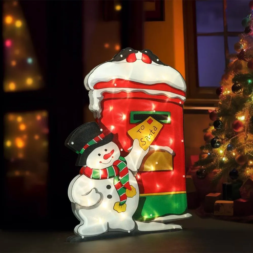 Christmas Silhouette Lights Postbox Snowman by GEEZY | The Magic Toy Shop