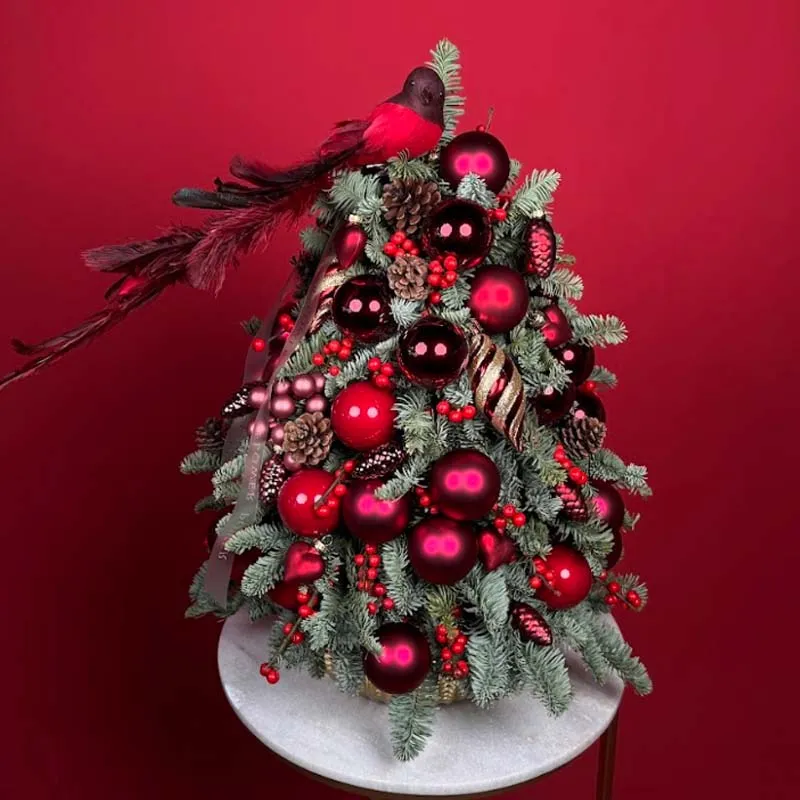 Christmas Table Tree in red tones Scarlet Fir - Delivery in Dubai | Flower  Power UAE
