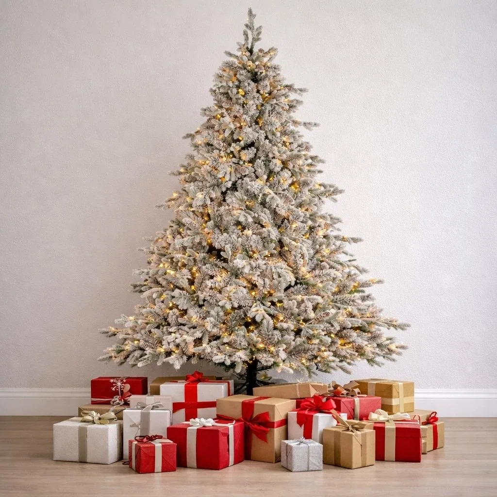 Christmas Tree with Twinkle Lights- Snowy Dorchester, 7.5ft - Big Christmas