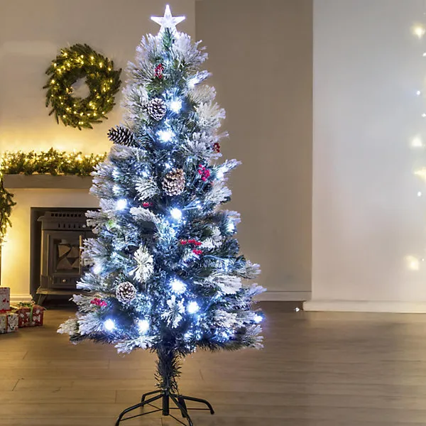 Christmas Tree World The 5ft/150cm Snowy LED Frosted Pine Fibre Optic Tree