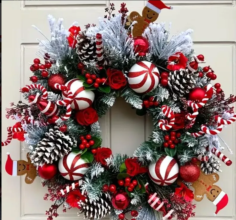 Christmas Wreath for Front Door – Festive Holiday Pine Wreath – My Store