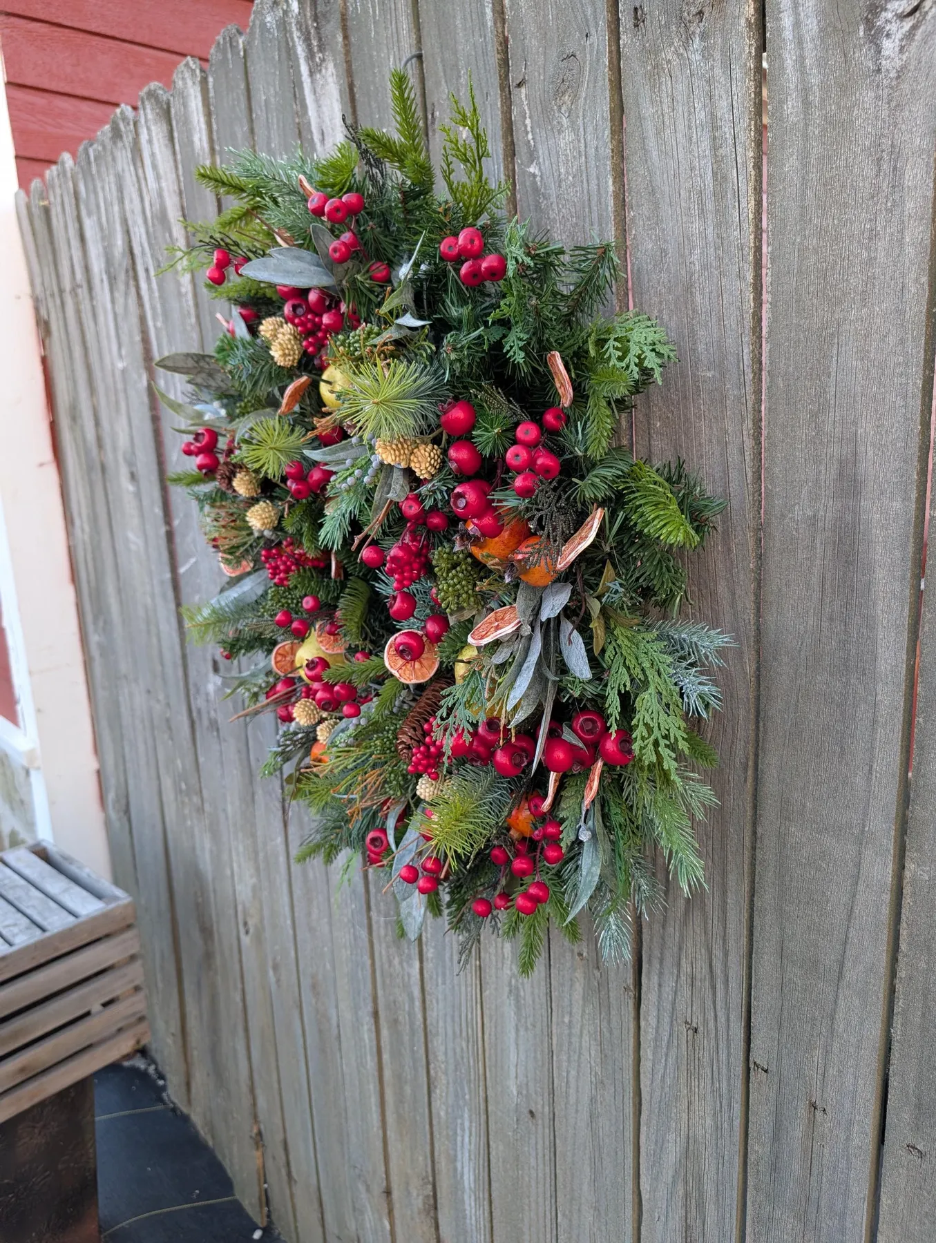 Christmas Wreath - Williamsburg Style Christmas Wreath with Fruit and Berries - Christmas Fruit Wreath 469*
