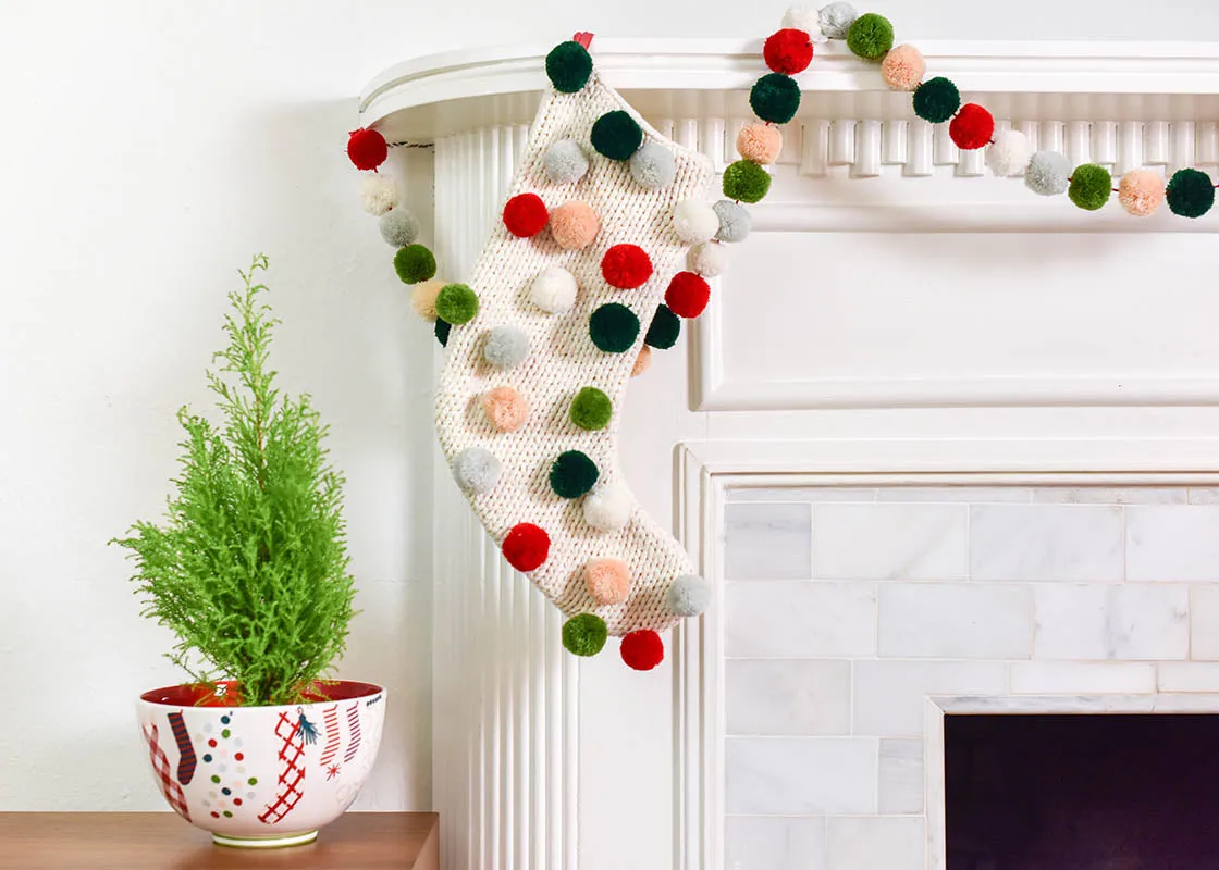 Coton Colors Knit Stocking Pom Poms