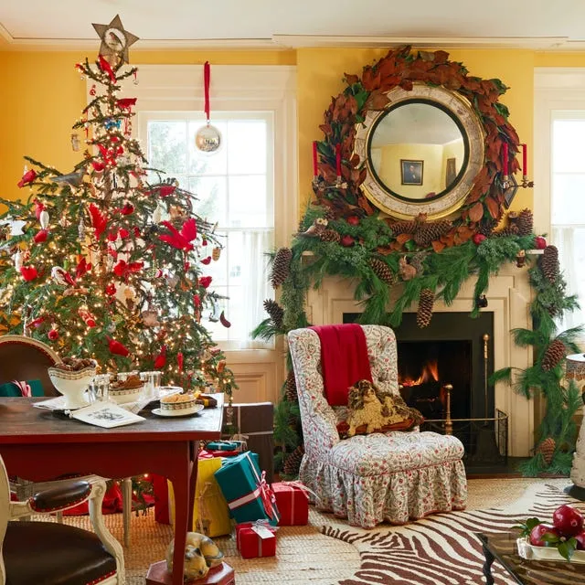 Cozy Christmas Christmas Holiday Living Festive Christmas Tree Adorned With Lights Illuminates A Cozy Living Room