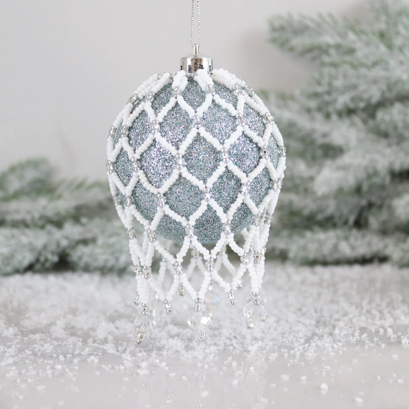 Crystal Beaded Bauble Net Kit - White - Kits - Riverside Beads