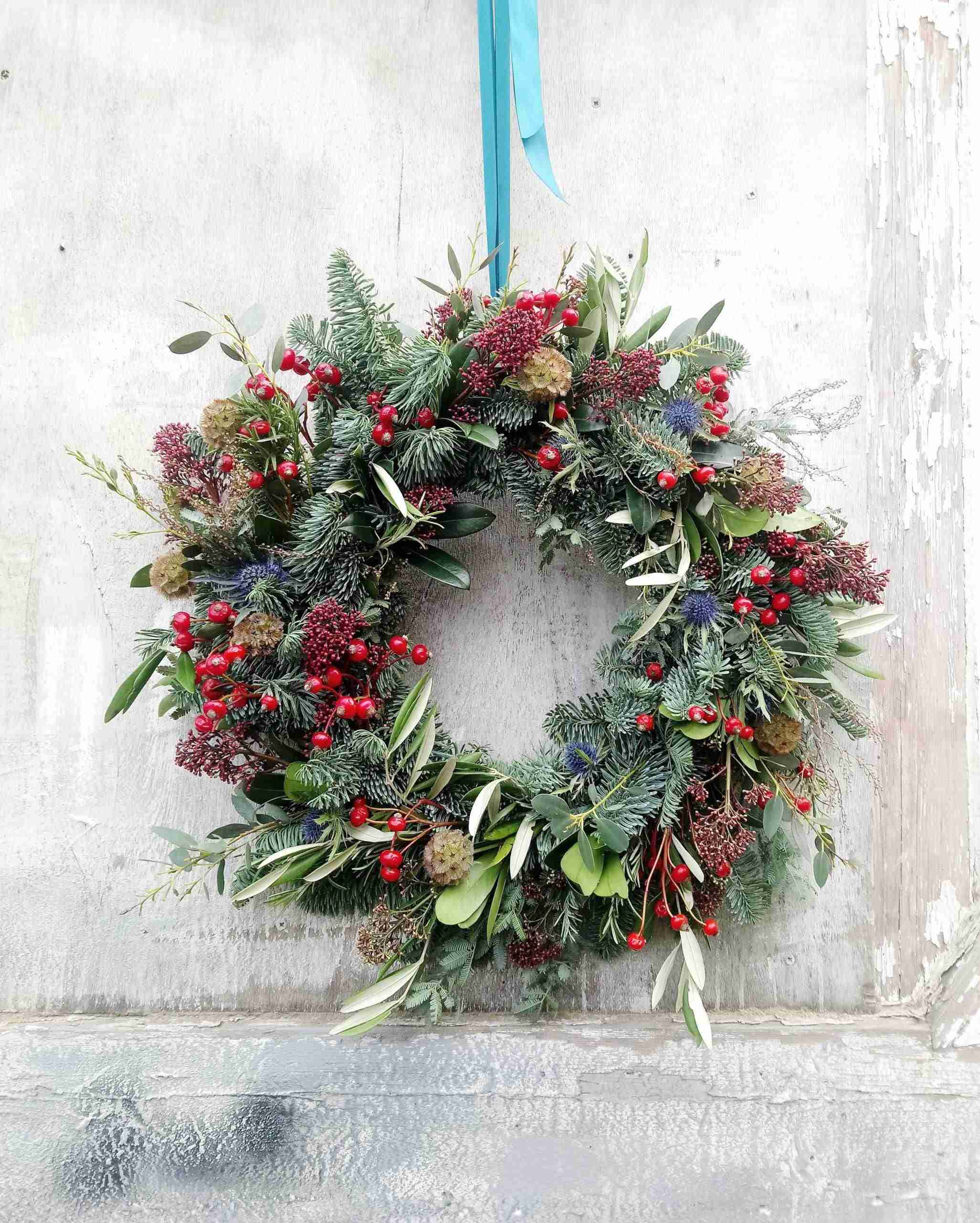 Custom Traditional Christmas Wreath | Front Door Faux Handmade Wreaths