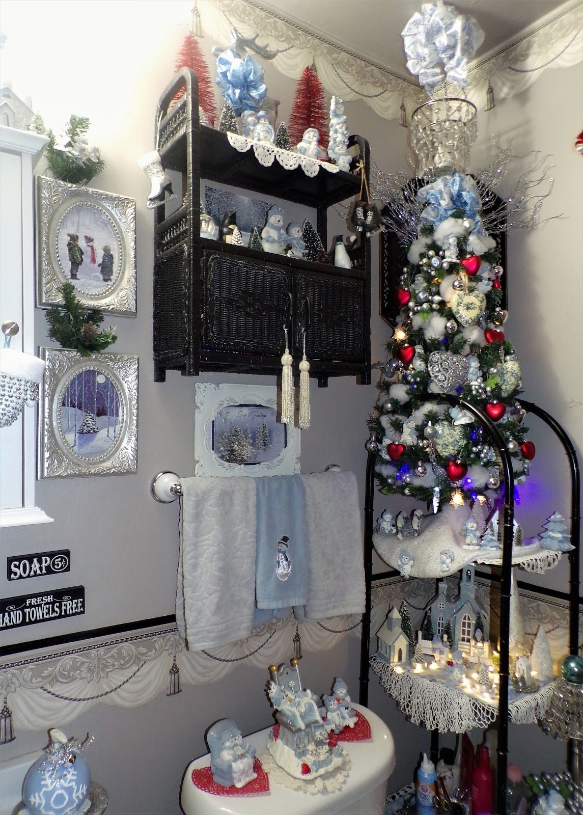 DEBBIE-DABBLE BLOG: Winter in the Powder Room with a Bit of Valentine's,  2023