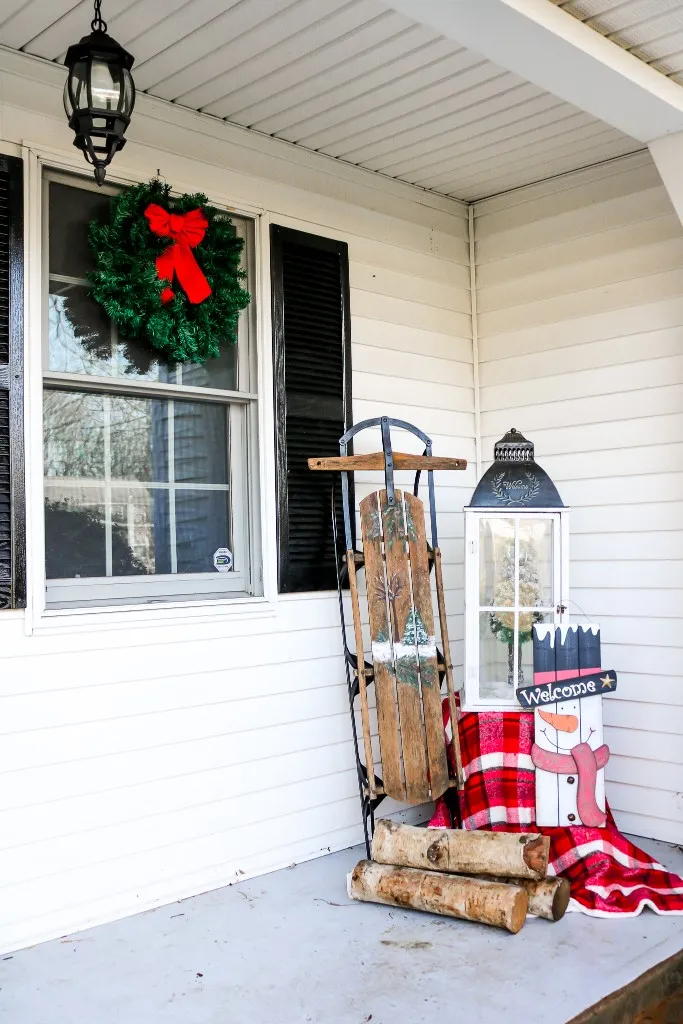 Decorating the Front Porch for the Holidays with an Antique Sled