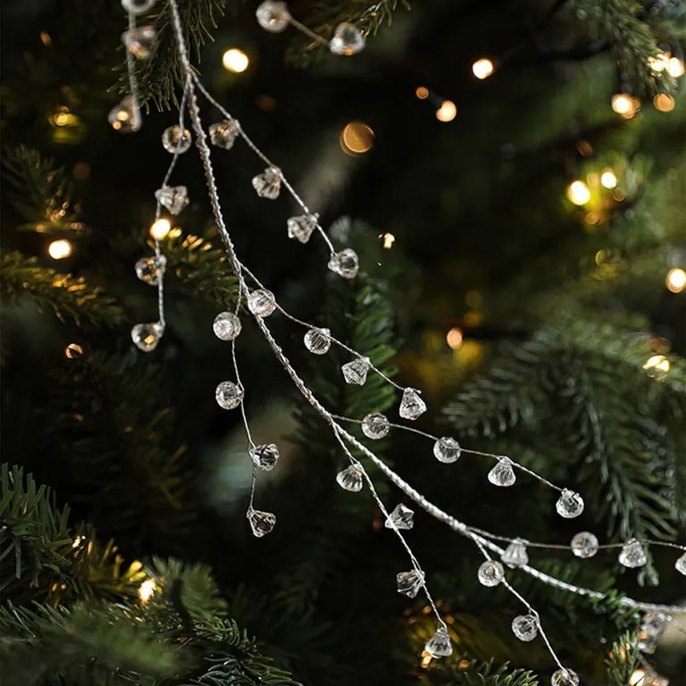 Decoration Christmas Tinsel Garland Fnochy Christmas Garland 47 Inch  Crystal Diamond Ice Wire Clear Bead Garland For Christmas Tree Decorations  Indoor Winter Wonderland Home Decor For Living Room ..