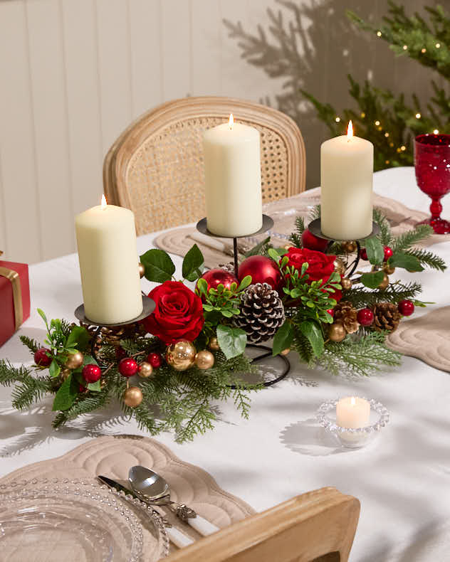 Decorative Candle Christmas Pillar Candle Holders Glittered Poinsettia Ornaments Christmas Pillar Candle Holder 24' Christmas Central