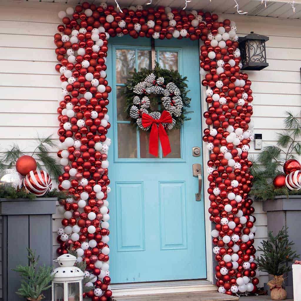 DIY Outdoor Christmas Ornament Arch for Doors -