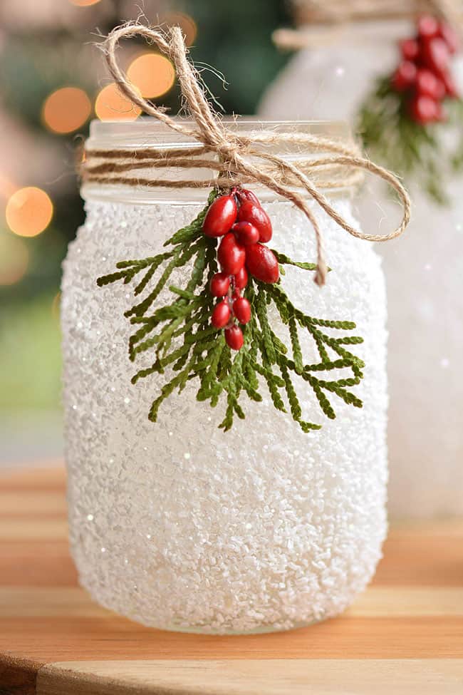 DIY Snowy Mason Jars - One Little Project