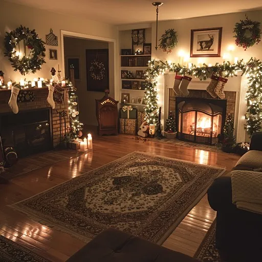 Download Cozy Christmas Evening Image - Christmas, Fireplace, Stockings | StockCake