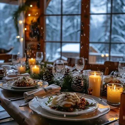 Download Cozy Winter Dinner Image - Dinner, Winter, Candles | StockCake