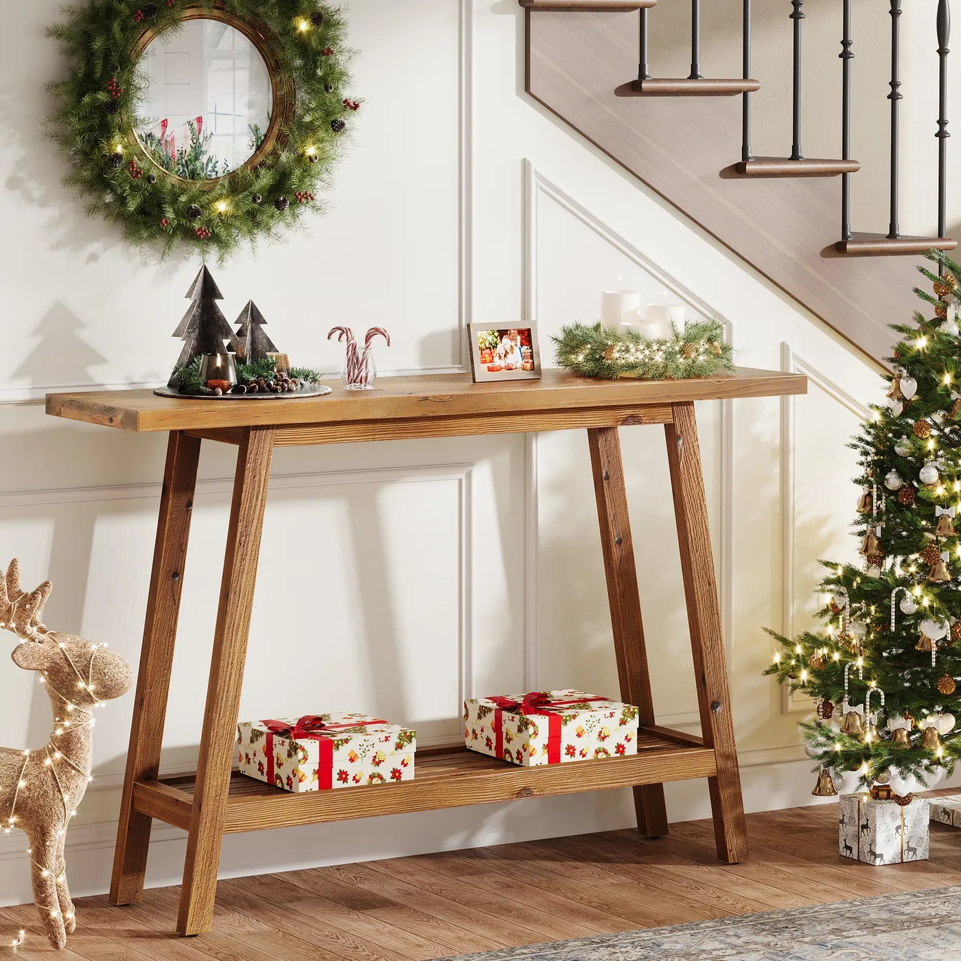 Entryway Rustic Wood Console Table Rustic Wooden Console Table With Storage  Drawers And Open Shelf Elegant