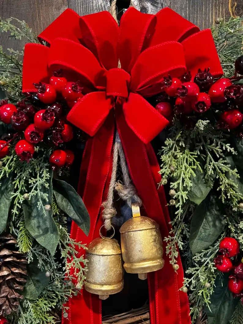 farmhouse rustic christmas wreath red berries - Temu Brazil