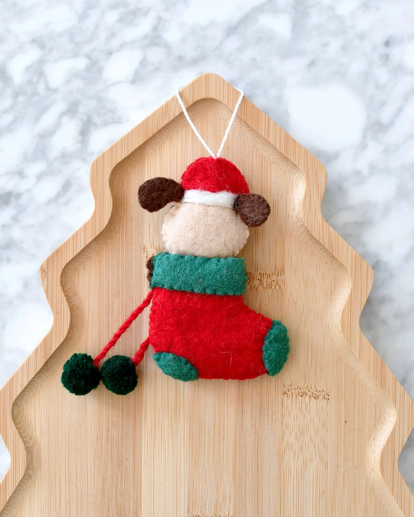 Felt Christmas Dog in Stocking Ornament – Tara Treasures