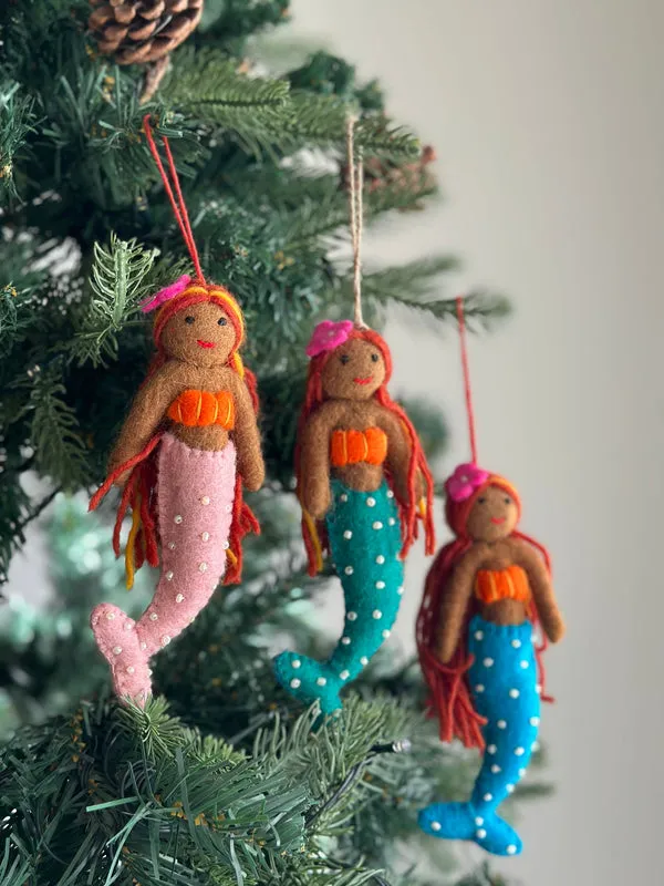 Felt Ornament - Tropical Mermaid Ocean Blue Tail