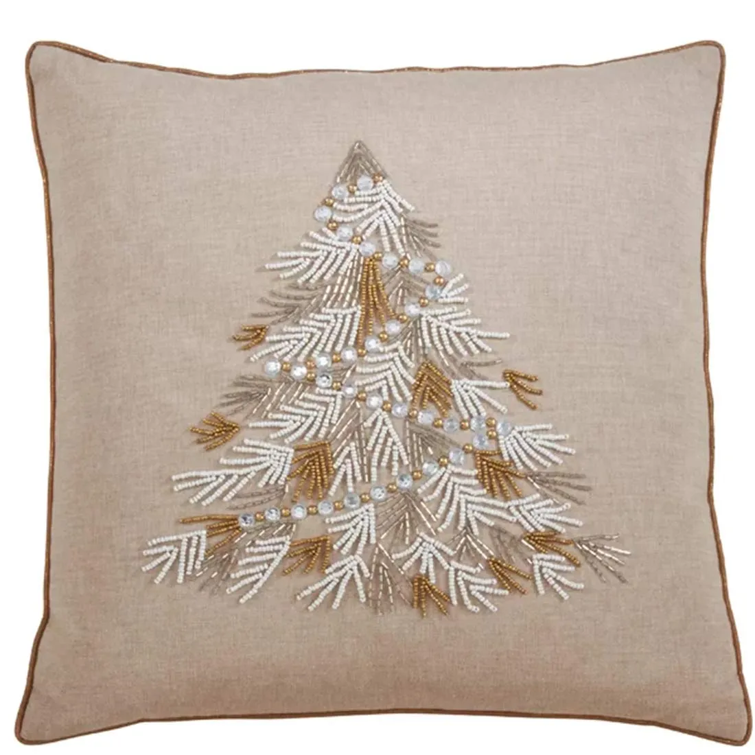 Fennco Styles Beaded Christmas Tree 100% Cotton Decorative Throw Pillow  Cover 18 x 18 Inch - Beads Pillow Case for Holiday Décor, Couch, Living  Room ...