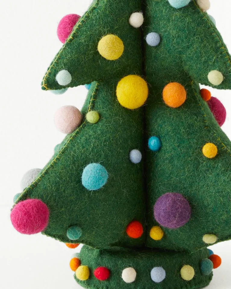 Festive Felted Tabletop Tree - one size - Green Multi