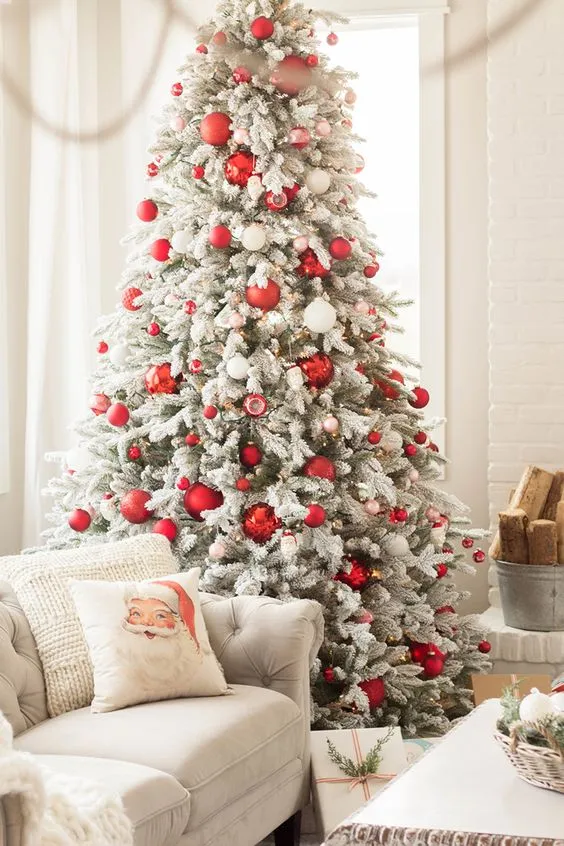 Flocked Christmas Trees Red And Silver Christmas Ornaments Christmas  Ornaments For Tree,Handmade Christmas Decoration Ornaments,
