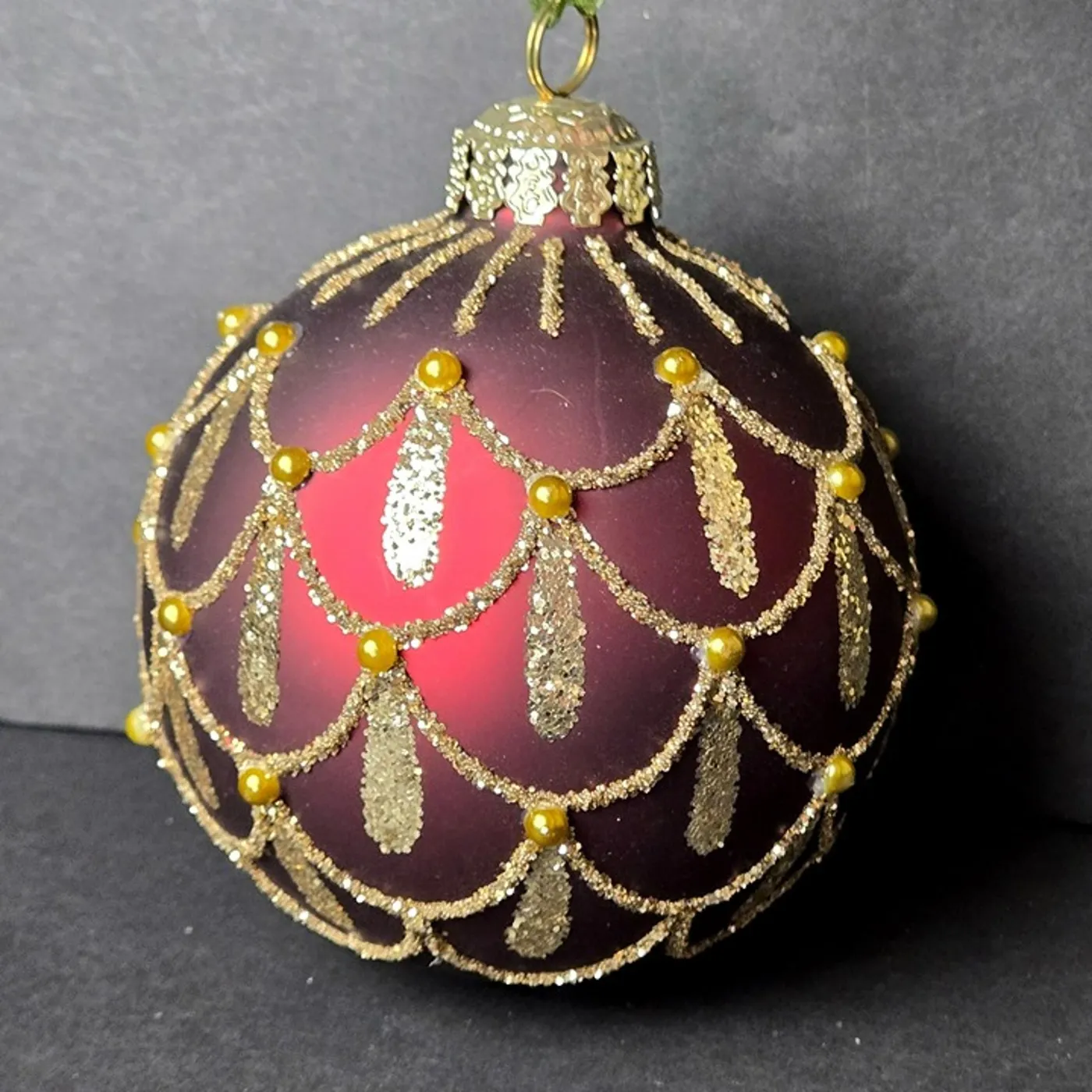 Frontgate Burgundy Glass Christmas Ornament | Mercari