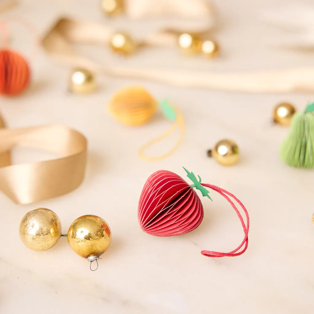 Fruit Honeycomb Paper Mini Ornaments - Set of 4