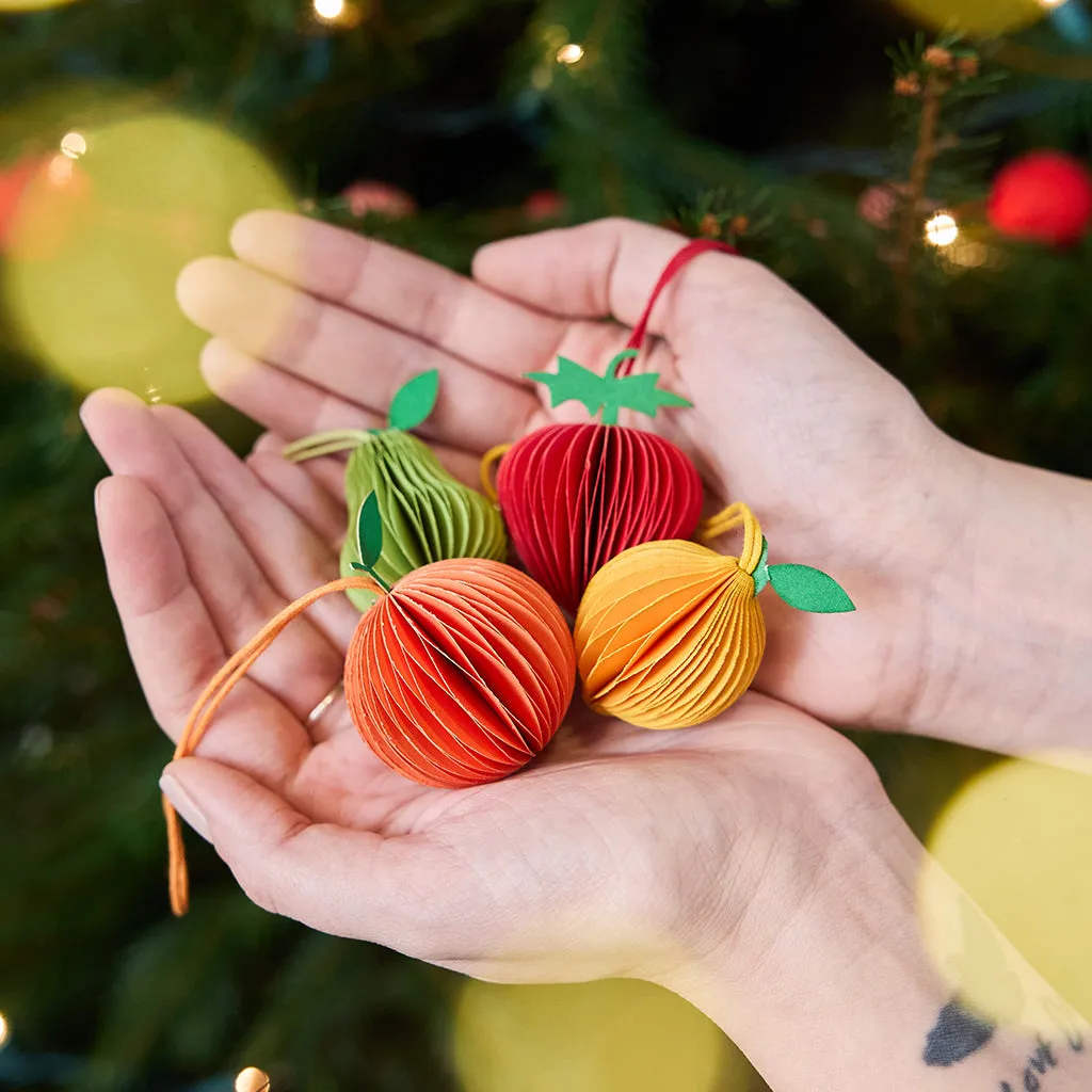 Fruit Honeycomb Paper Mini Ornaments - Set of 4